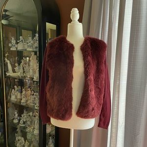 EUC Banana Republic faux fur sweater cardigan